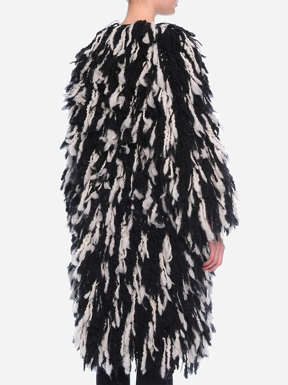 Fringe Shaggy Wool-Blend Coat