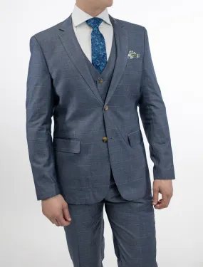 FUBU Grey Windowpane Vested Suit
