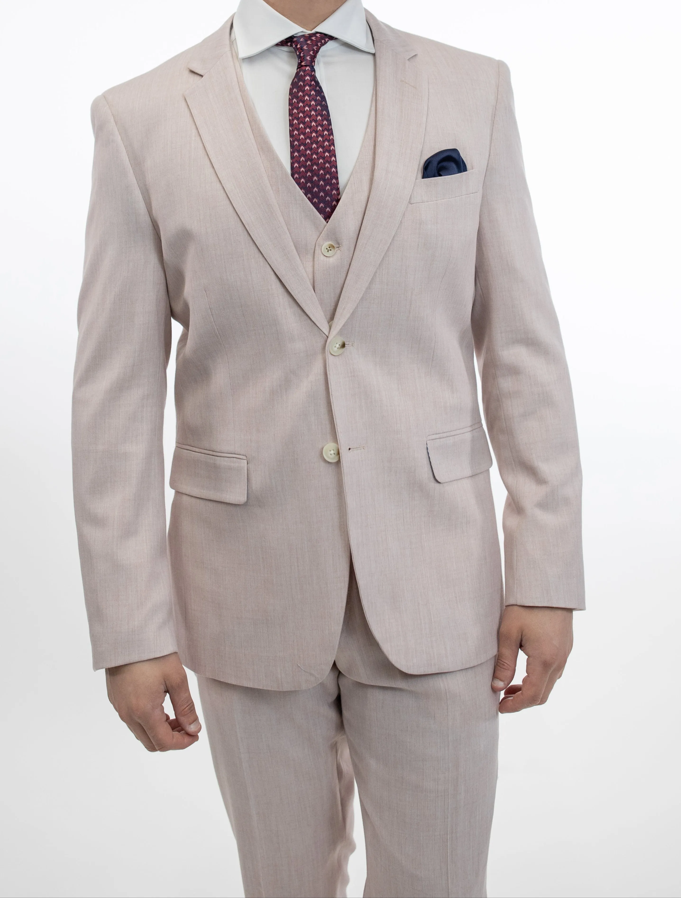 FUBU Salmon Crosshatch Vested Suit