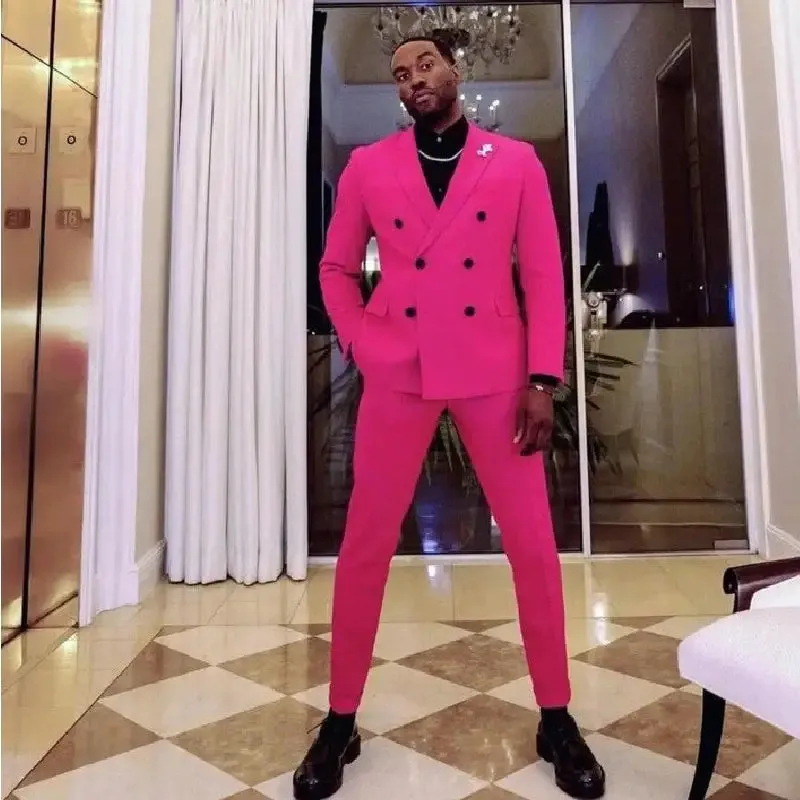 Fuchsia Tuxedos Slim Fit Two Pieces Suits