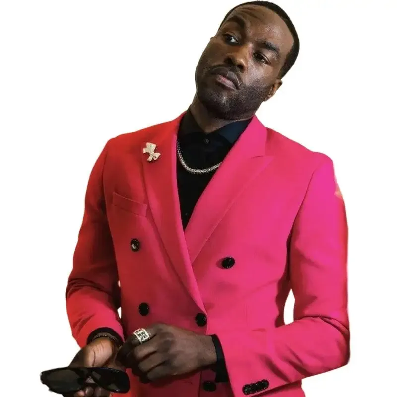 Fuchsia Tuxedos Slim Fit Two Pieces Suits