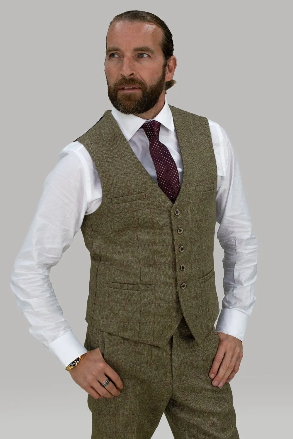 Gaston Sage Tweed Three Piece Suit