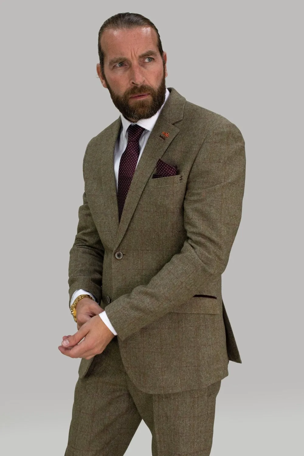 Gaston Sage Tweed Three Piece Suit