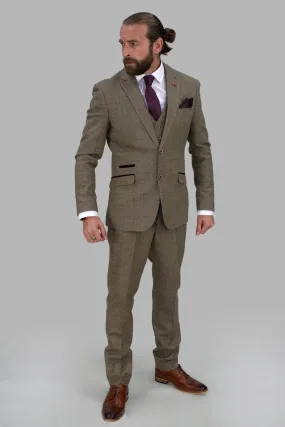 Gaston Sage Tweed Three Piece Suit