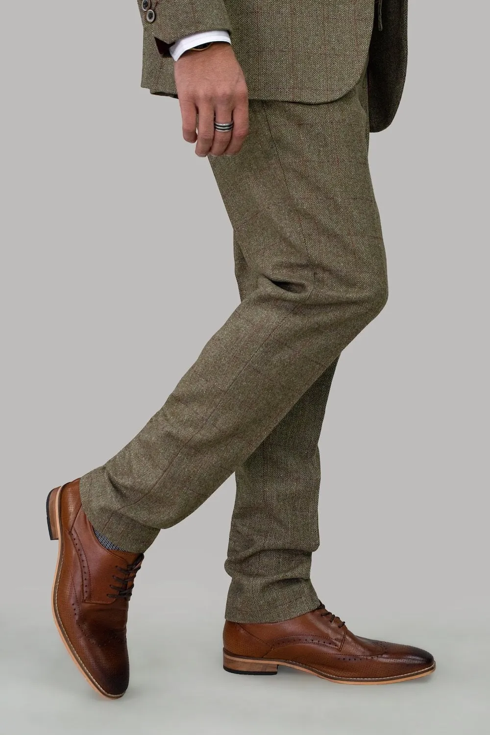 Gaston Sage Tweed Three Piece Suit