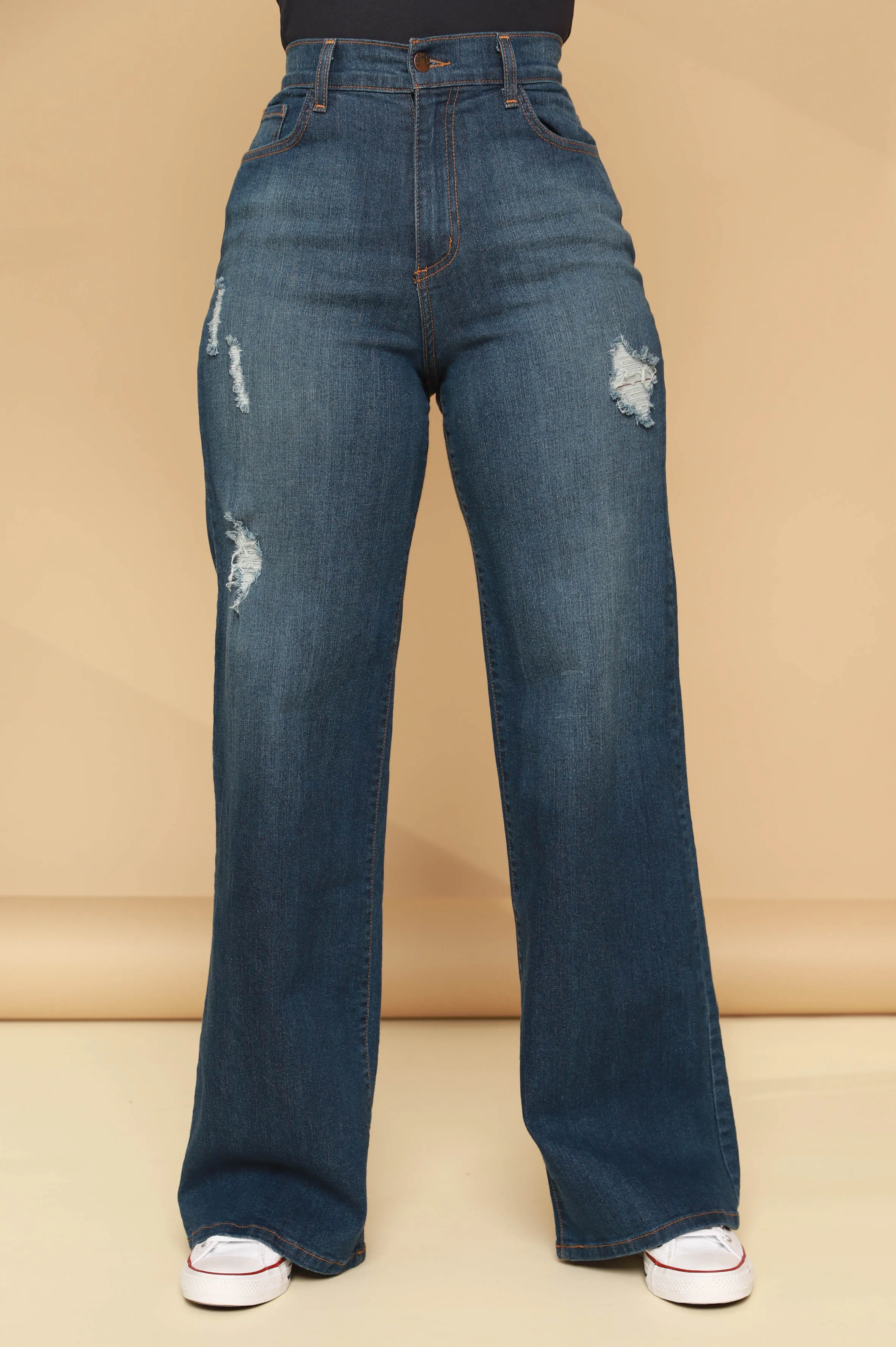 High Stakes Distressed Bootcut Jeans - Dark Wash