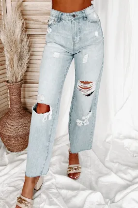 Joleen High Rise Distressed Wide Leg Jeans (Light)