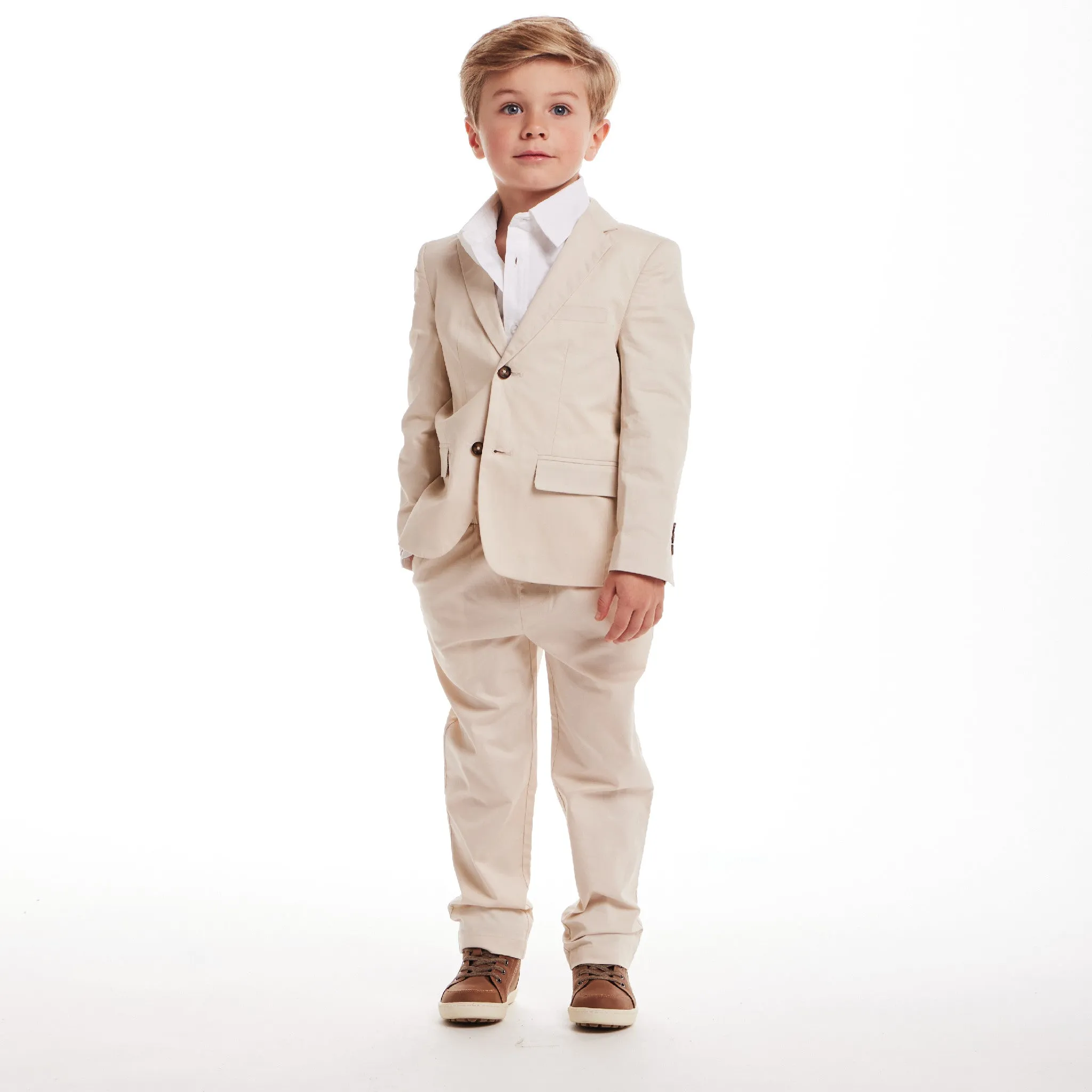Kids (2-8) Suit Set | Stone