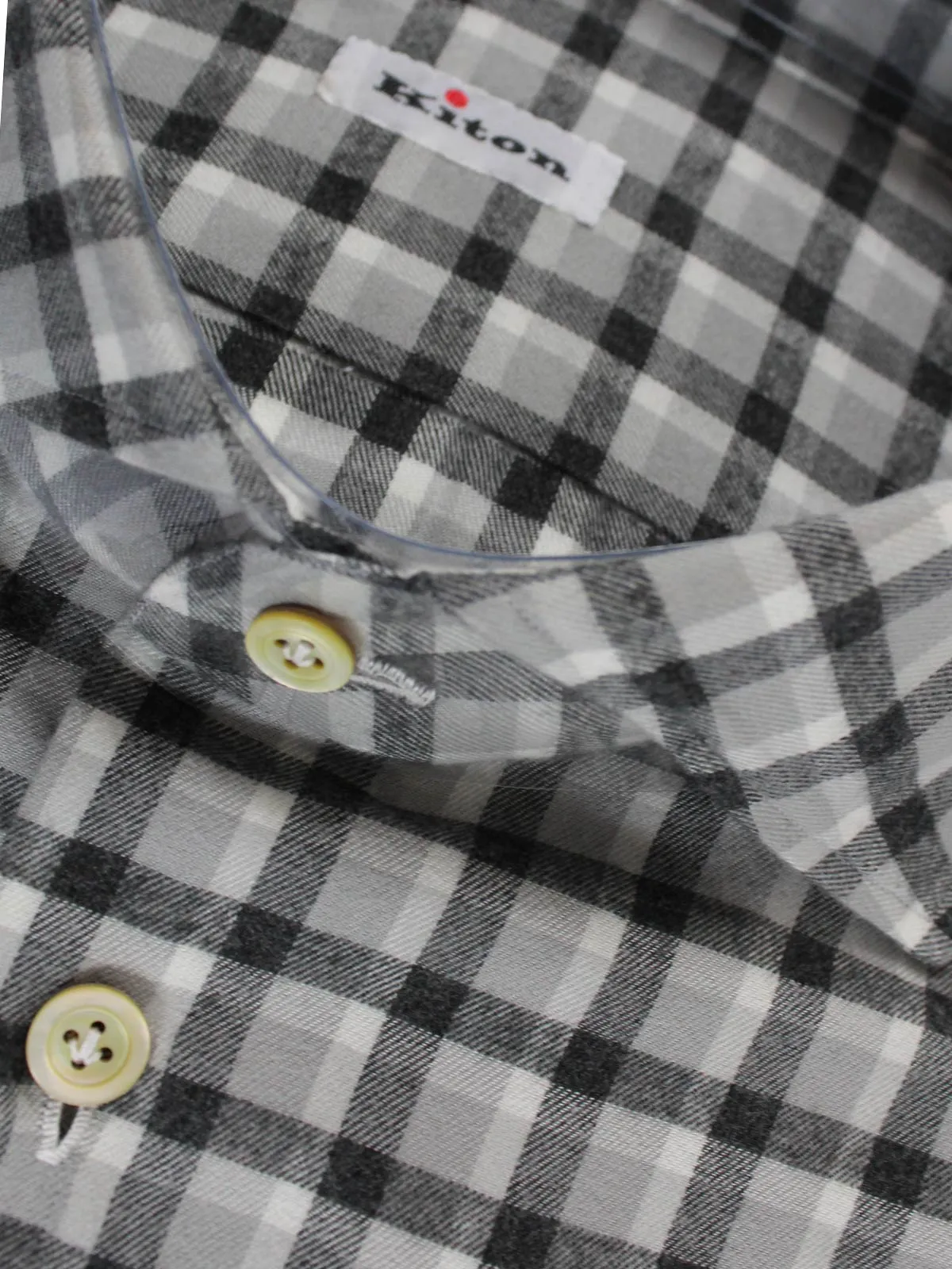 Kiton Shirt Gray White Black Check 41 - 16 SALE