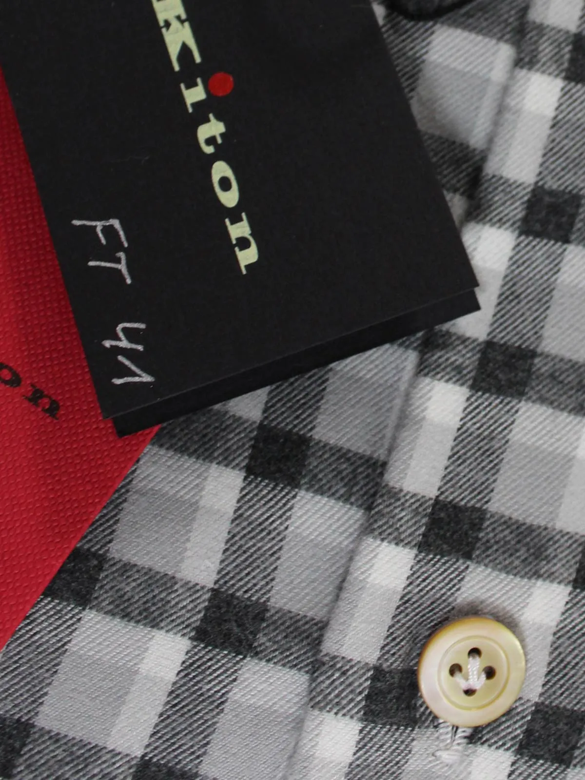 Kiton Shirt Gray White Black Check 41 - 16 SALE