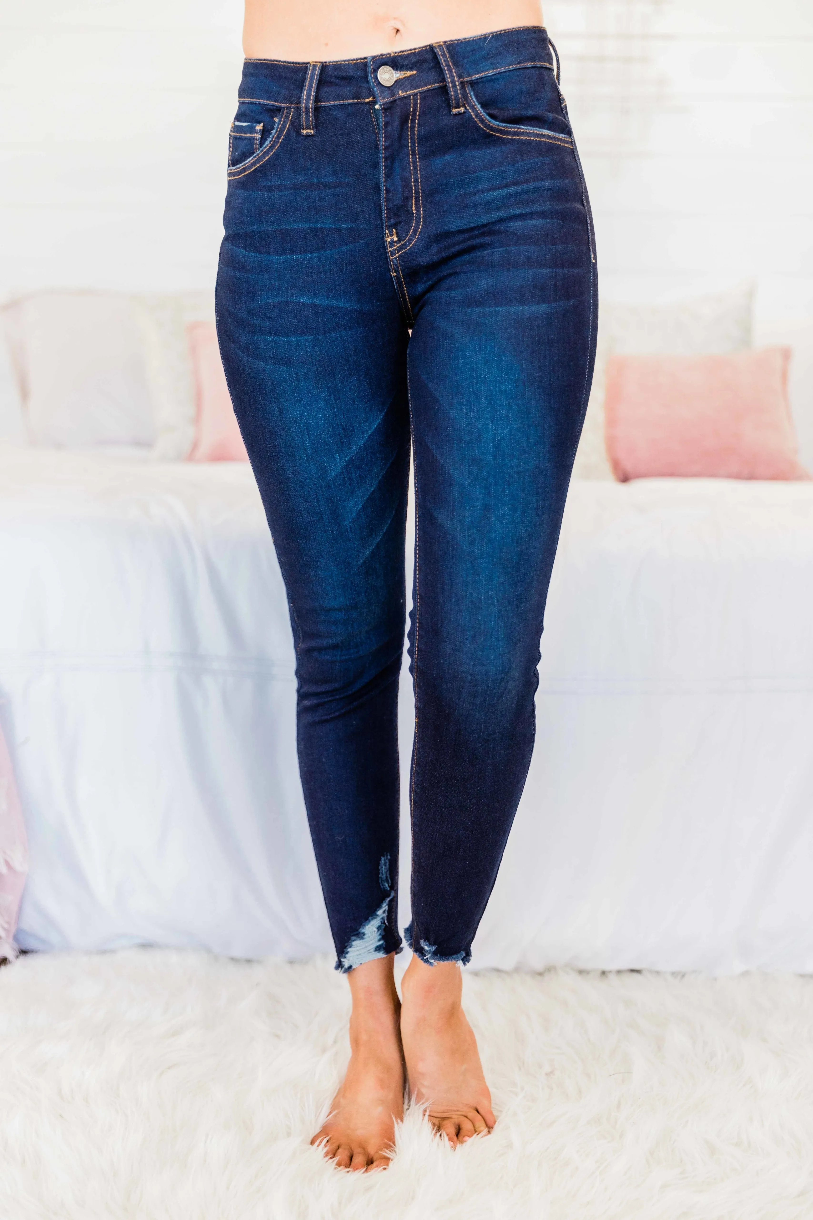 Kristy Dark Wash Distressed Skinny Jeans FINAL SALE