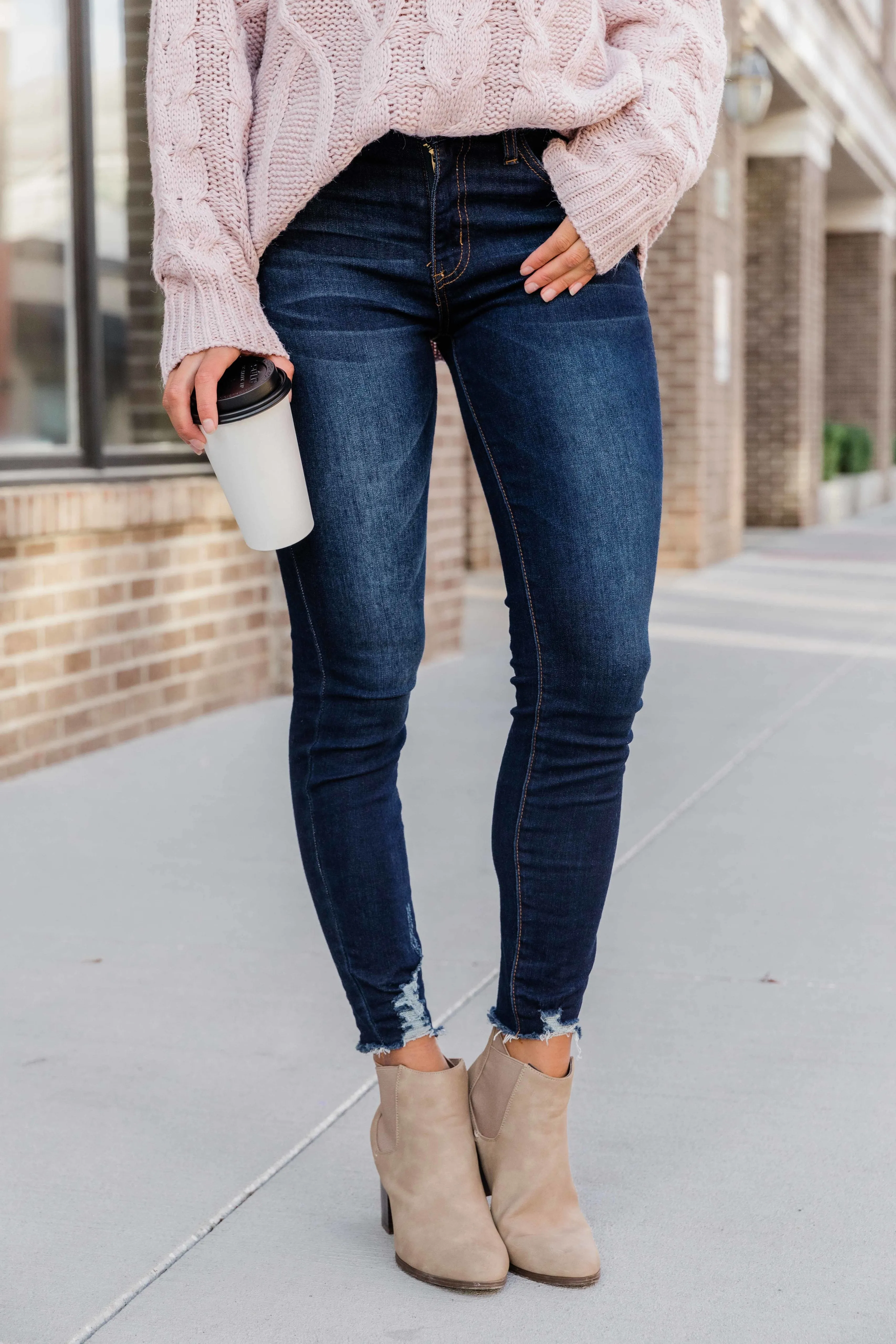 Kristy Dark Wash Distressed Skinny Jeans FINAL SALE
