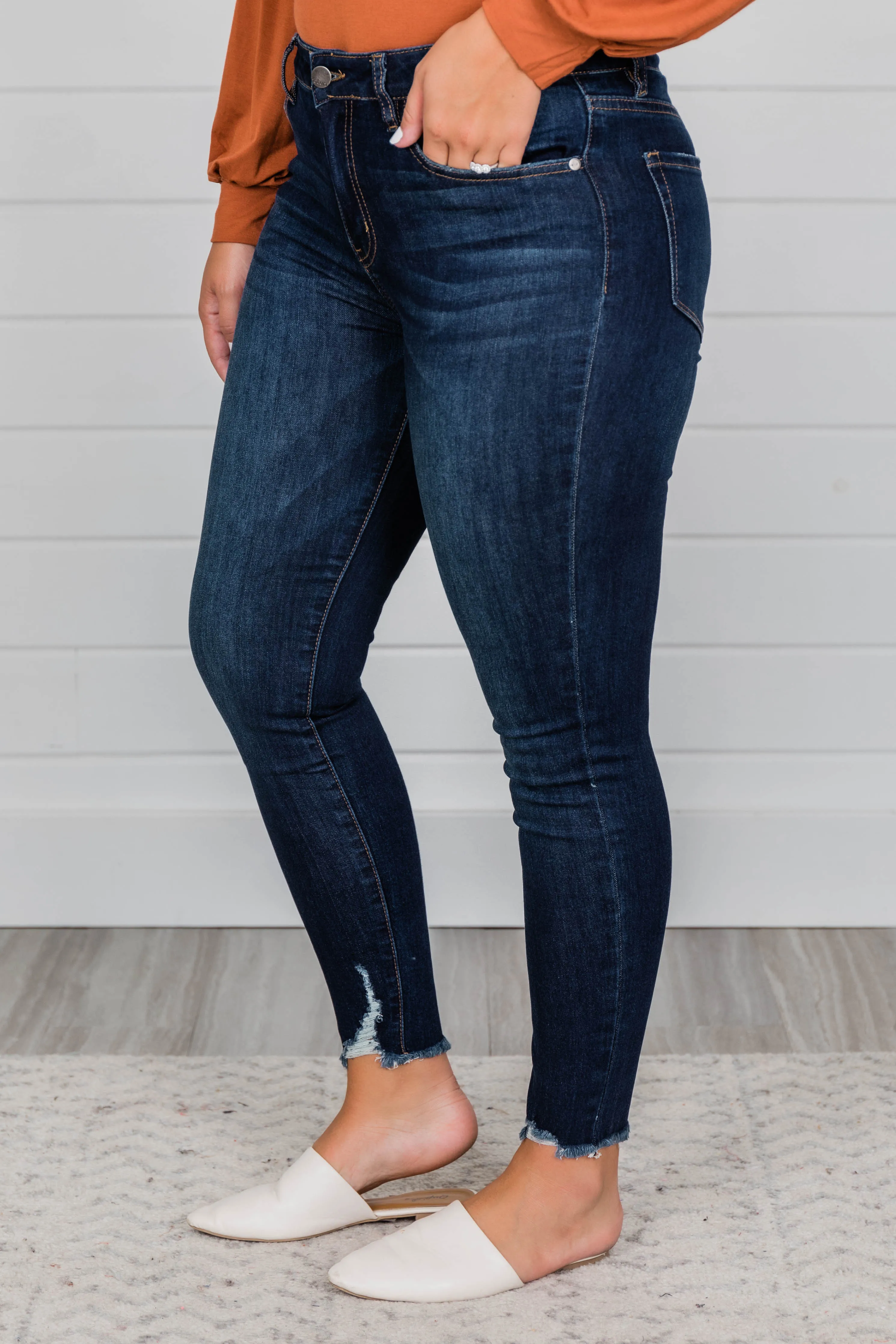 Kristy Dark Wash Distressed Skinny Jeans FINAL SALE
