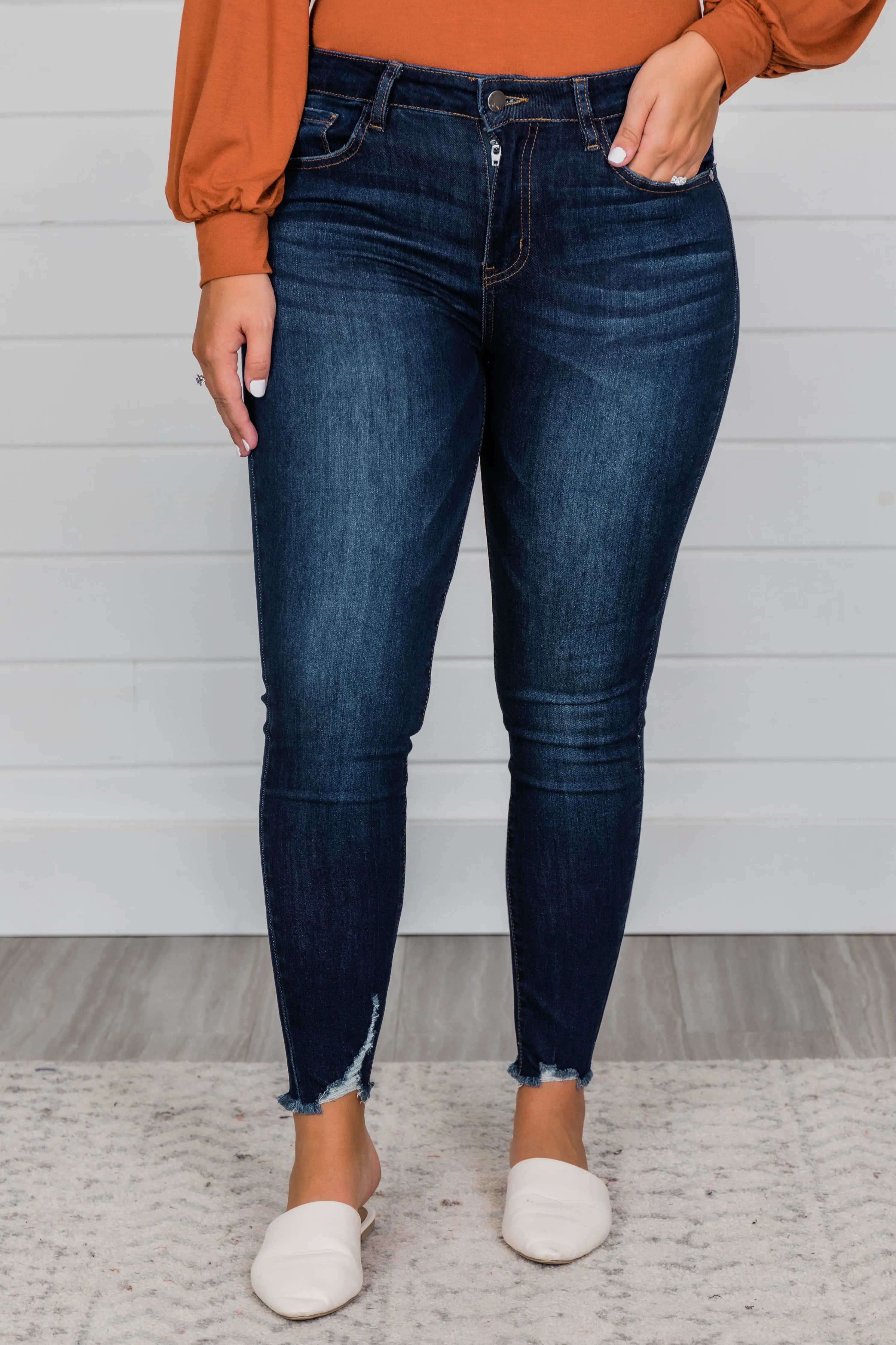 Kristy Dark Wash Distressed Skinny Jeans FINAL SALE