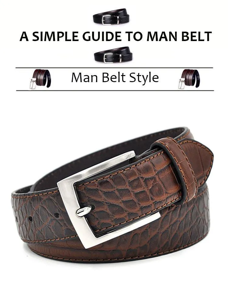 Luxury Alligator Pattern Leather Belt