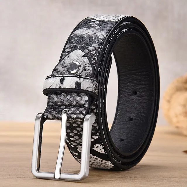Luxury Snake Pattern Leather Belt