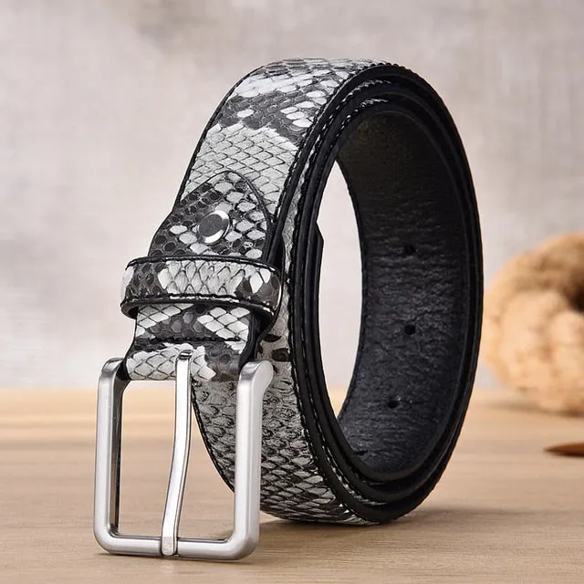 Luxury Snake Pattern Leather Belt