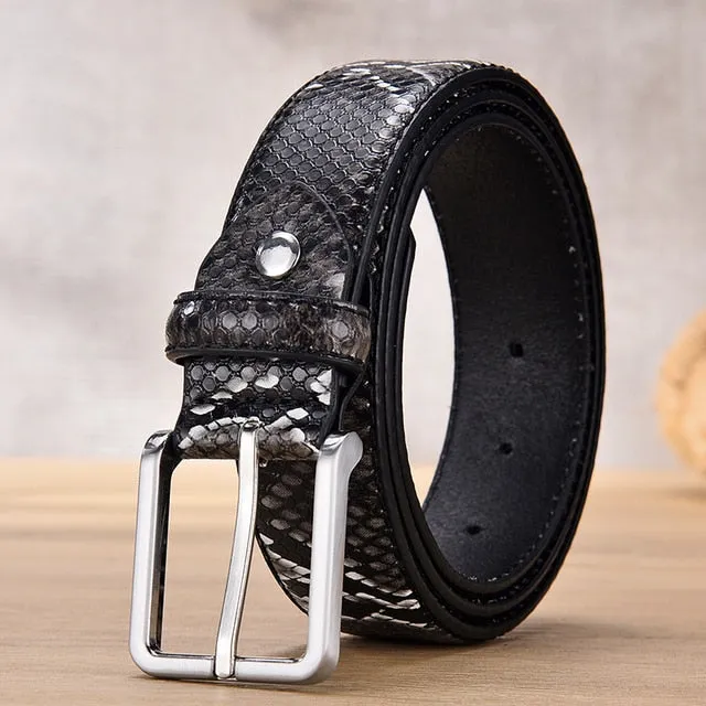 Luxury Snake Pattern Leather Belt