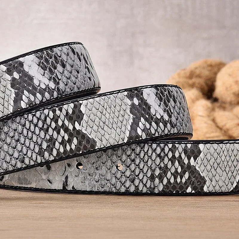 Luxury Snake Pattern Leather Belt