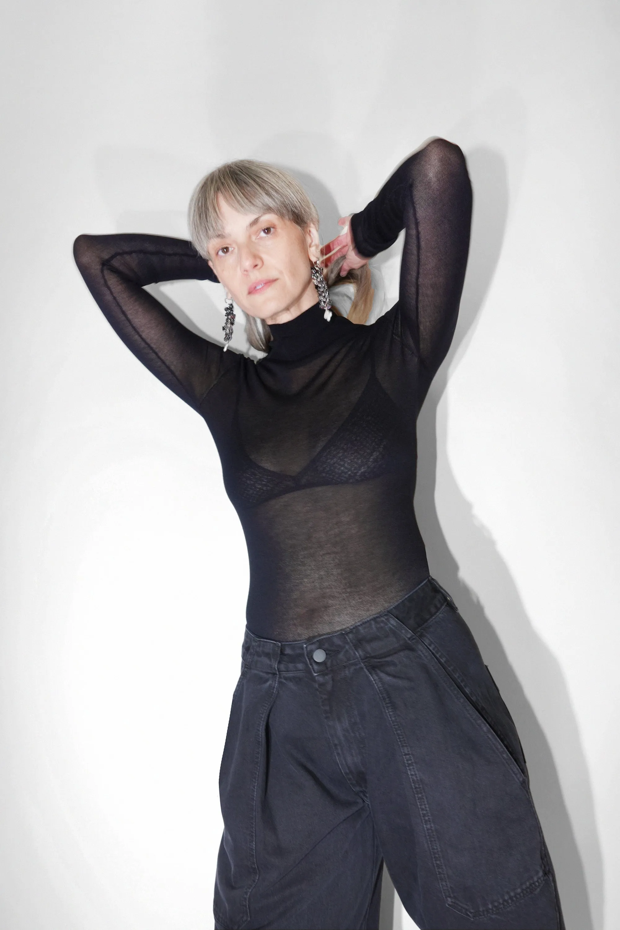 Lyra Sheer Turtleneck in Black