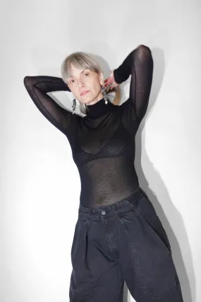 Lyra Sheer Turtleneck in Black