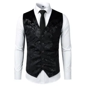 Men Jacquard Floral Vest Luxury Shiny Bronzing Men Suit Vests Nightclub Party Men Dress Vest Casual Mens Wedding Waistcoat Gilet