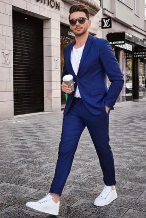 Men's Blue Two Piece Suit 2 Button Slim Fit Suit Premium Royal Blue Elegant Coat Pant Bespoke