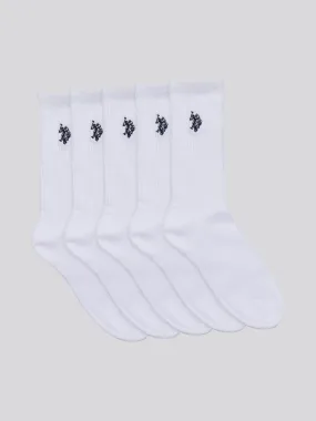 Mens Five Pack Classic Sports Socks in Bright White