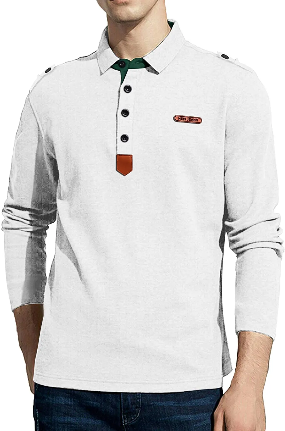 Men's Long Sleeve Polo Shirts Slim Fit Casual