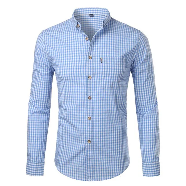 Mens Plaid Cotton Casual Slim Fit Long Sleeve Button Down Dress Shirts 2018 Fashion Men Work Business Brand Shirt Chemise Homme