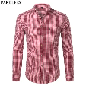 Mens Plaid Cotton Casual Slim Fit Long Sleeve Button Down Dress Shirts 2018 Fashion Men Work Business Brand Shirt Chemise Homme
