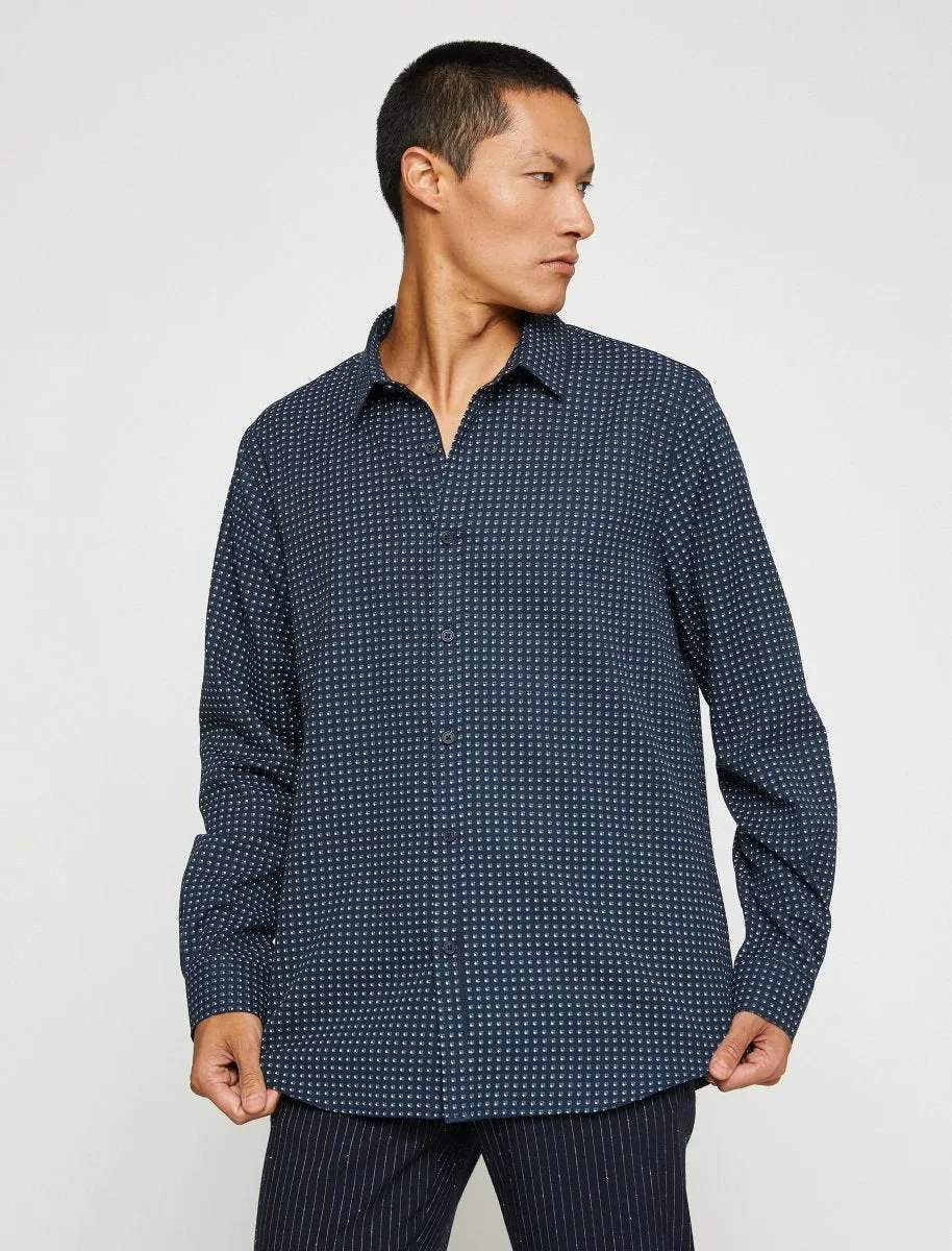 Men's Printed Dress Shirt Navy