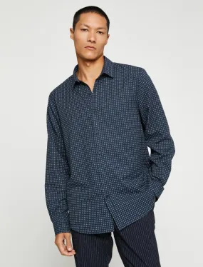 Men's Printed Dress Shirt Navy