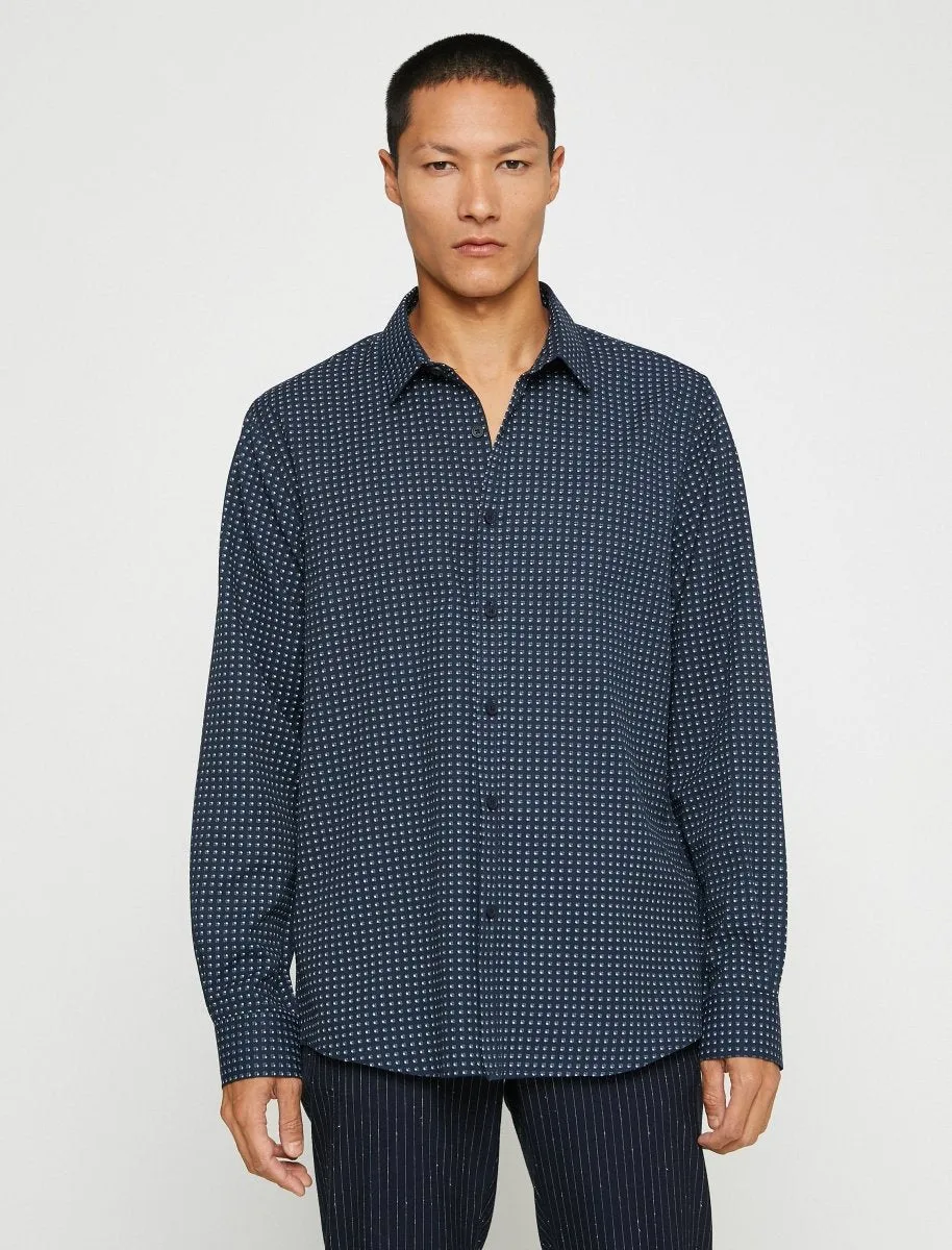 Men's Printed Dress Shirt Navy