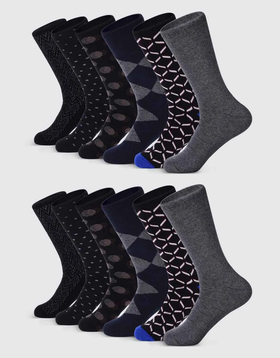 Midnight Gleam Dress Crew Socks 12 Pack