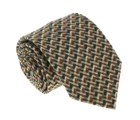 Missoni U5089 Green/Yellow Basketweave Pure Silk Tie