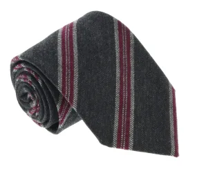 Missoni U5144 Gray/Fuschia Regimental Pure Silk Tie