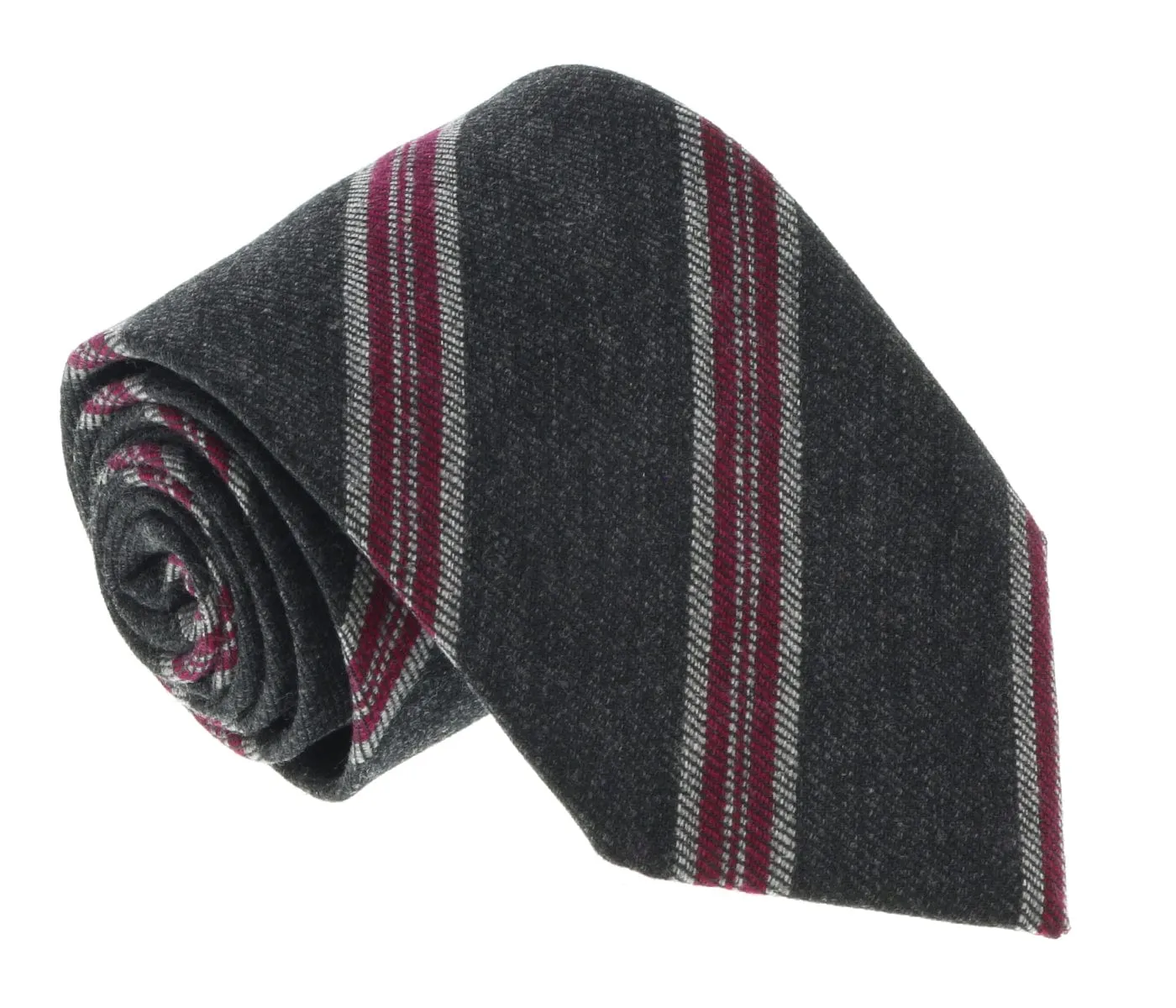 Missoni U5144 Gray/Fuschia Regimental Pure Silk Tie