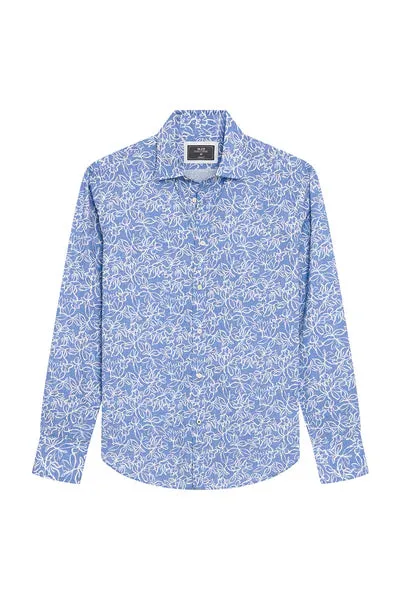 M.J. Bale - Notre Dame Print Shirt - Azure Blue White