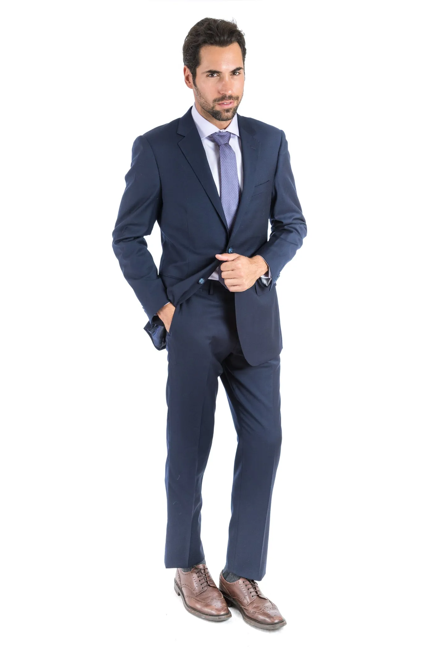 Modern Fit Solid Navy Two Piece Suit B-Navy
