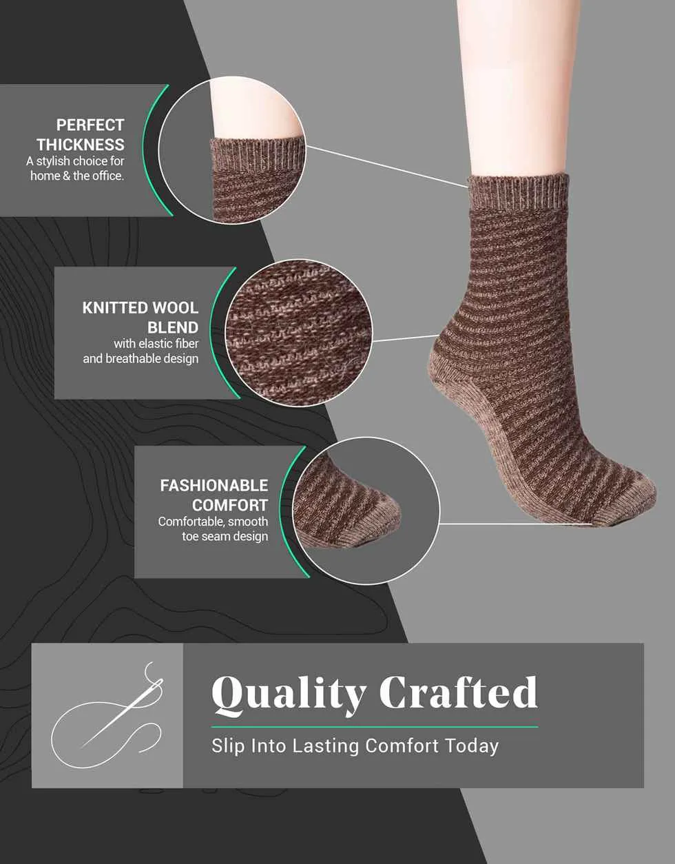 Nestled Wool Crew Socks 3 Pack