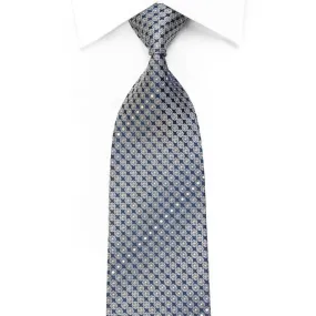 Nina Ricci Men's Rhinestone Silk Necktie Silver Quatrefoil On Navy With Sparkles