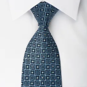Nina Ricci Silk Necktie Foulard On Blue With Rhinestones