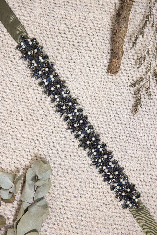 Palmer Beaded Belt - Olive