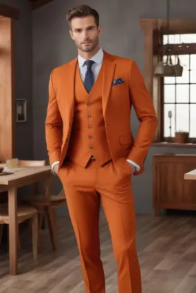 Premium Orange Wedding Suit Three Piece Suit Groomsmen Suit Party Wear New Collection Orange Suits