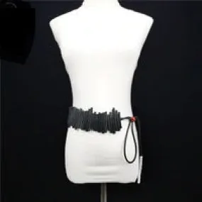 Recycled Rubber Geometric Stick Black Women's Fashion Belt