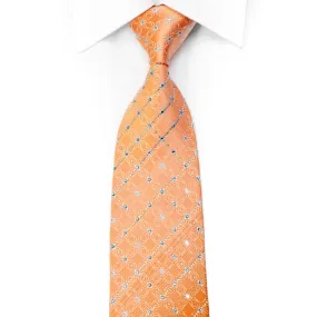 Renoma Rhinestone Tie Silver Trellis On Peach Orange