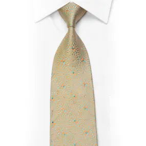 Renoma Silk Tie Pale Orange Blue Geometric With Rhinestones