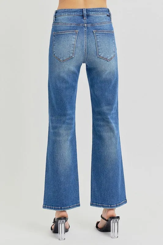 RISEN TUMMY CONTROL HIGH RISE MEDIUM DARK WASH STRAIGHT JEANS