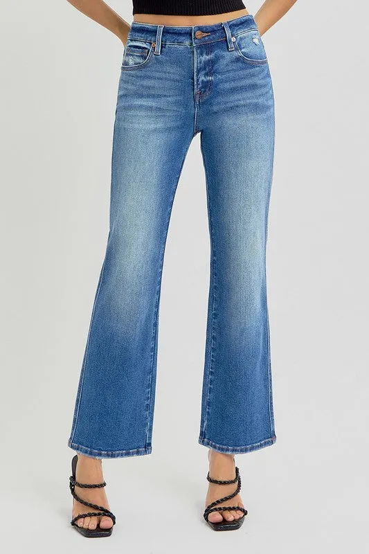 RISEN TUMMY CONTROL HIGH RISE MEDIUM DARK WASH STRAIGHT JEANS